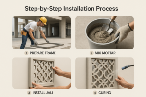 installation process of concrete jali in bangalore